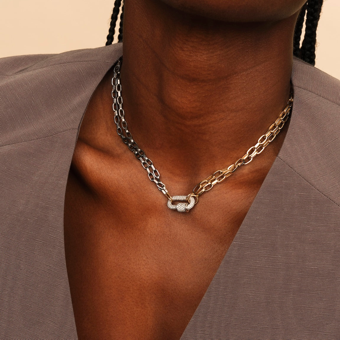 Marla Aaron Blackened Silver Biker Chain Necklace 16"