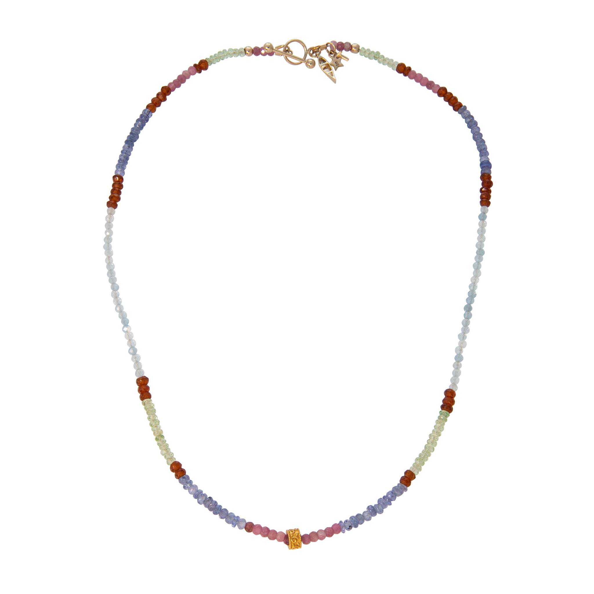 Tippy Stern Rondelle & Faceted Multi-Stone Beaded Necklace 16.5"