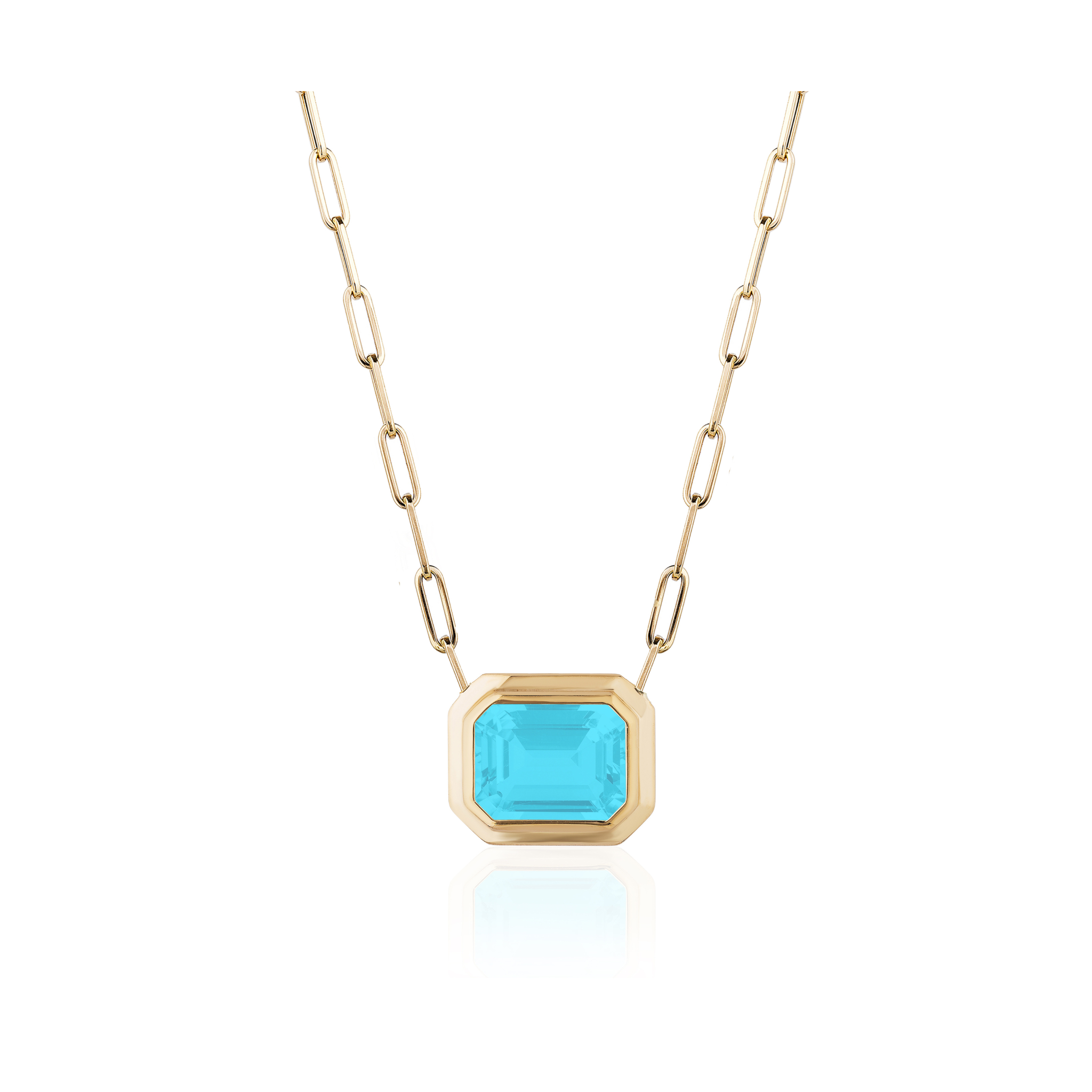 Goshwara Emerald-Cut Turquoise 18K Gold Pendant Necklace