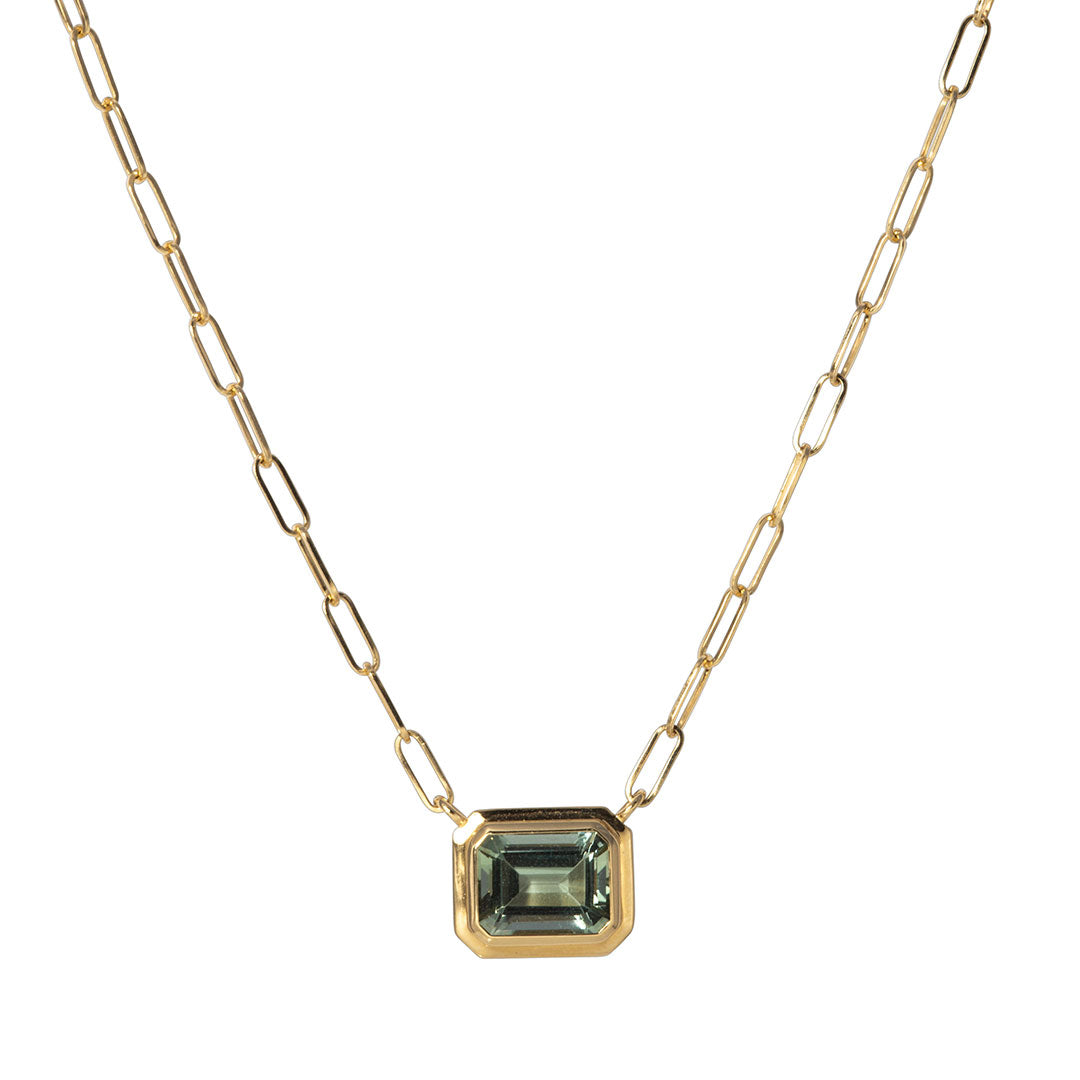 Goshwara Emerald Cut Prasiolite 18K Gold Pendant Necklace