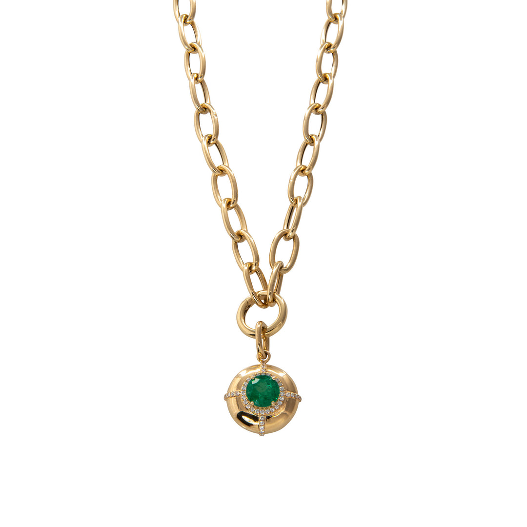 Goshwara Round Emerald & Diamond 18K Gold Pendant Necklace