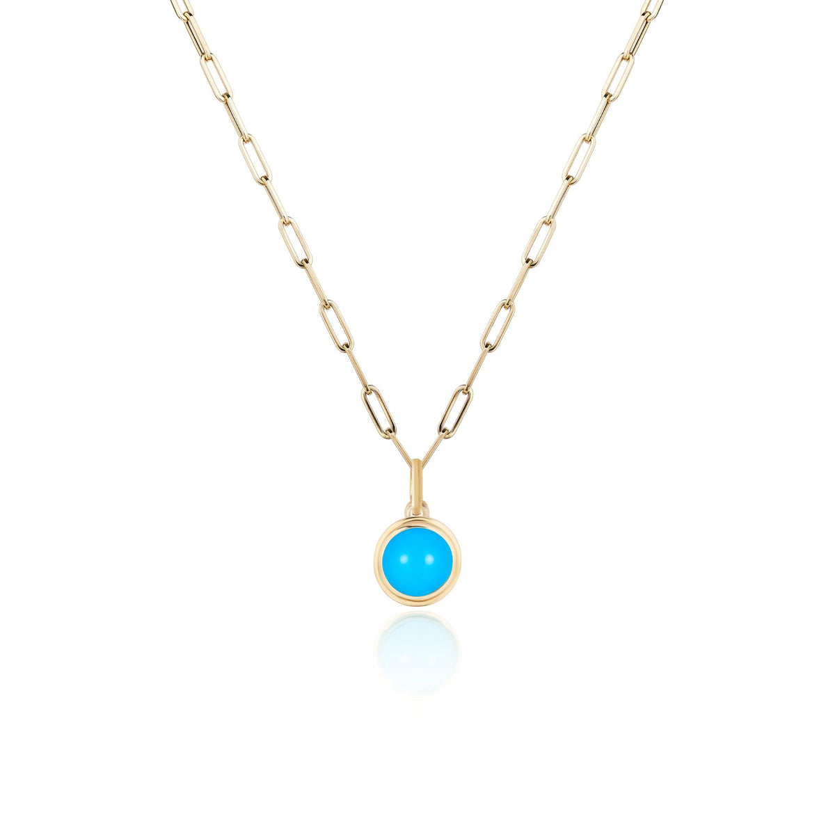 Goshwara Round Cabochon Turquoise 18K Gold Pendant Necklace