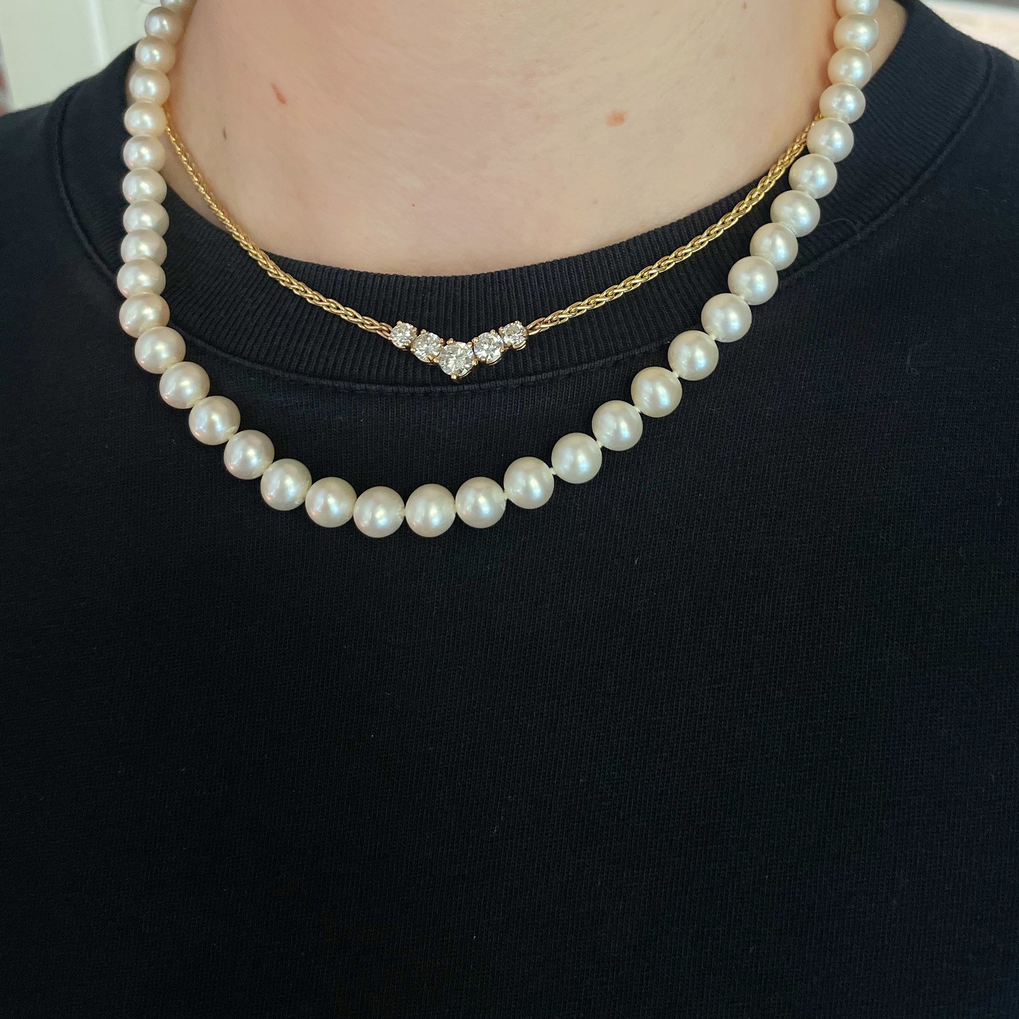 Estate Freshwater Pearl 14K Yellow Gold Clasp Necklace