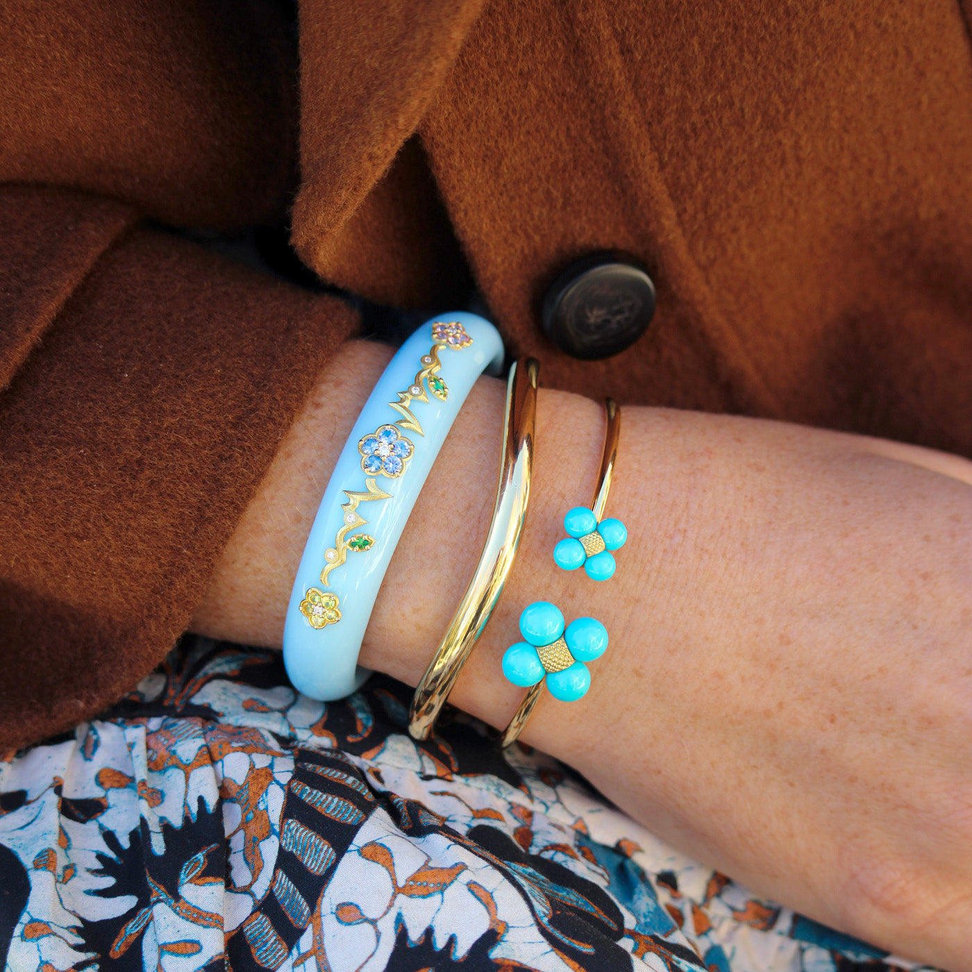 Paul Morelli Wild Child Flower Midi Cuff, Paul Morelli Turquoise Sequence Tube Bangle