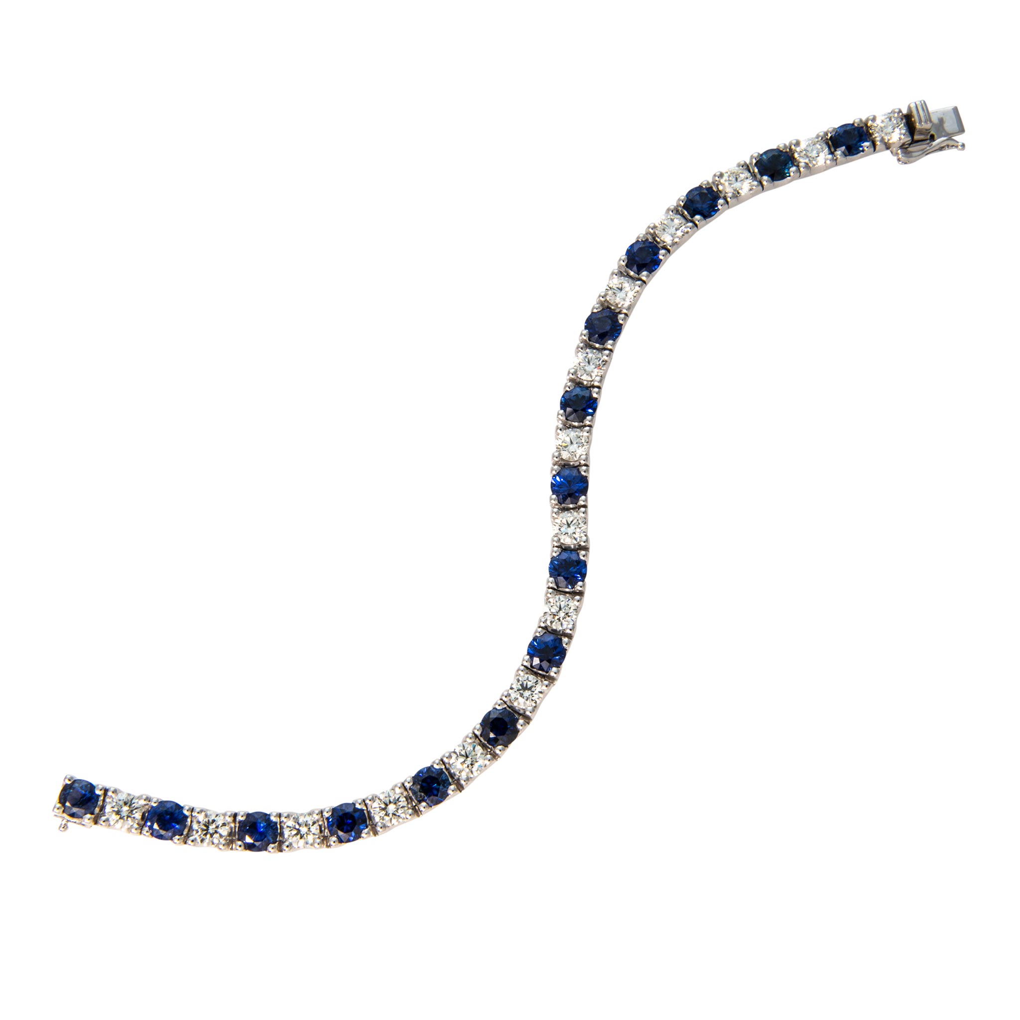 8.95ctw Sapphire & 4.74ctw Diamond Platinum Tennis Bracelet