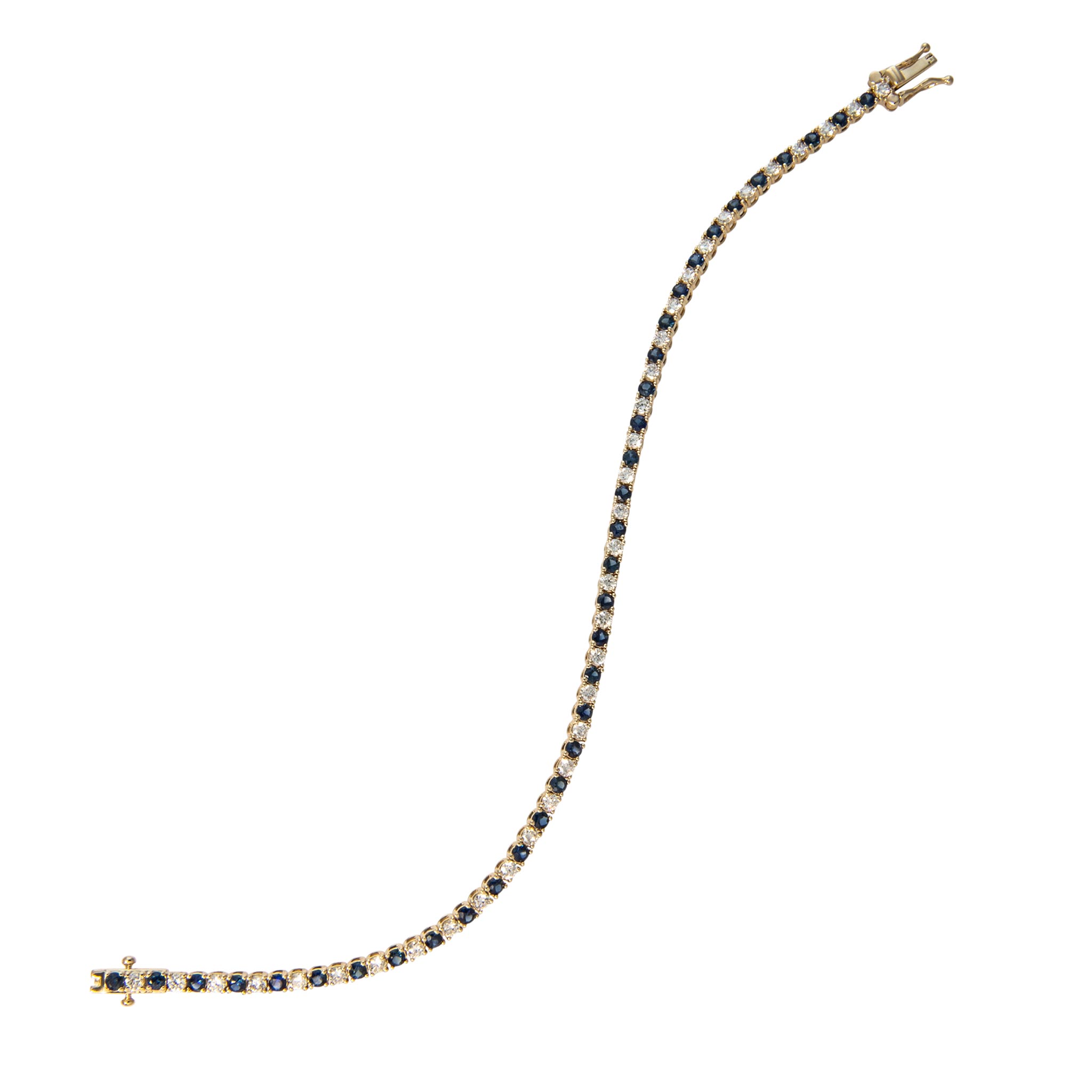 2.22ctw Sapphire & 1.50ctw Diamond 14K Yellow Gold Tennis Bracelet