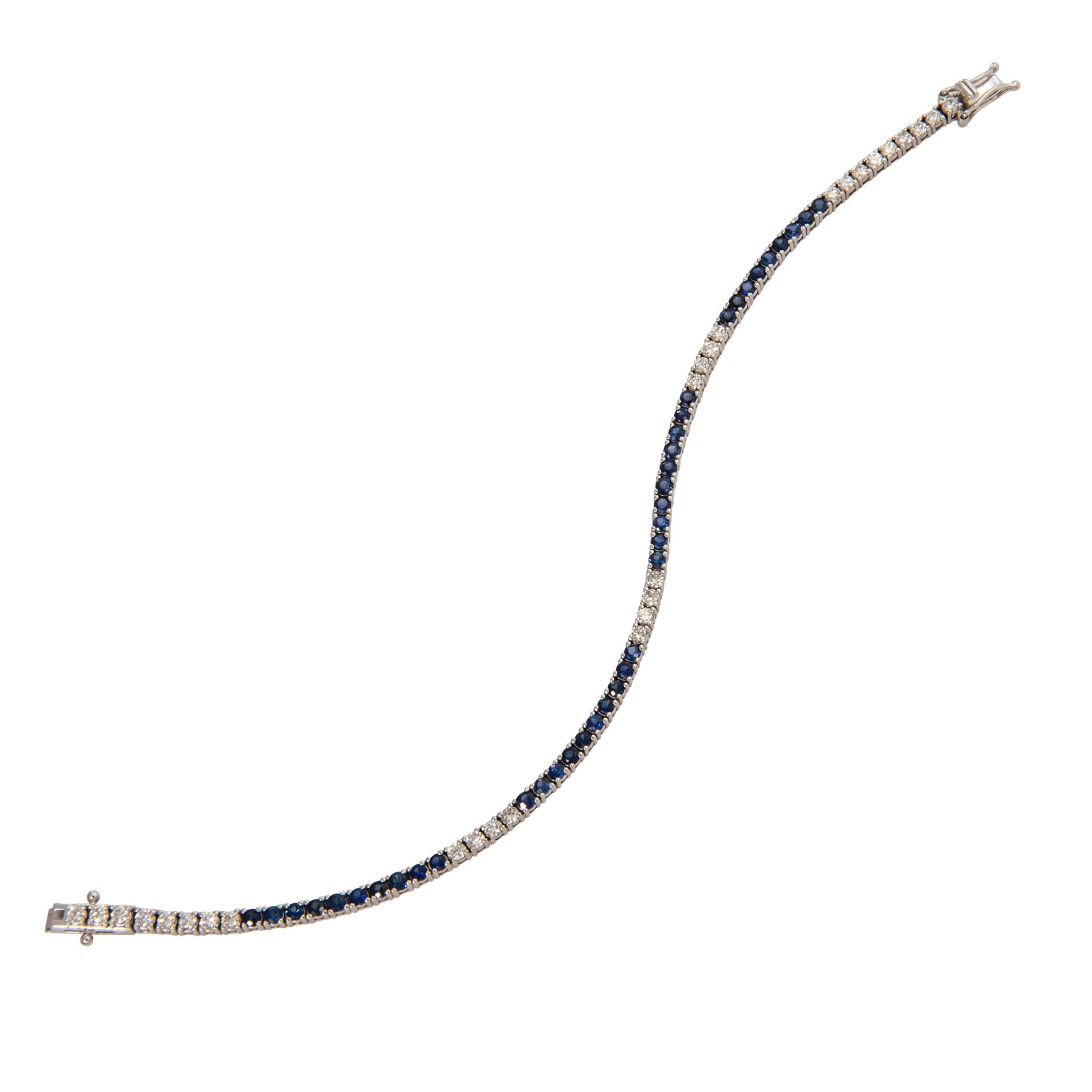 Sapphire & Diamond 14K White Gold Tennis Bracelet