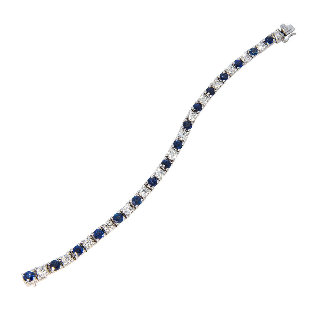 8.5ctw Sapphire & 5.3ctw Diamond 14K White Gold Tennis Bracelet
