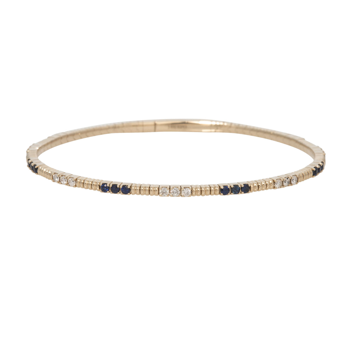 Sapphire & Diamond 14K Yellow Gold Ribbed Flexible Bangle