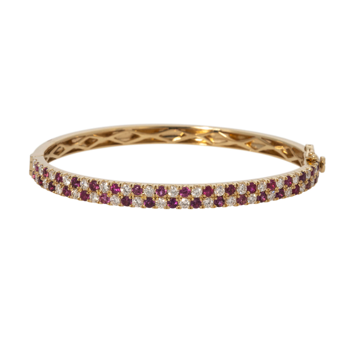 Ruby & Diamond Pavé 14K Yellow Gold Bangle