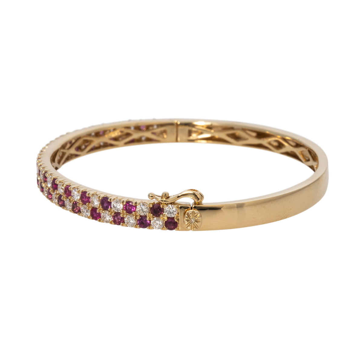 Ruby & Diamond Pavé 14K Yellow Gold Bangle
