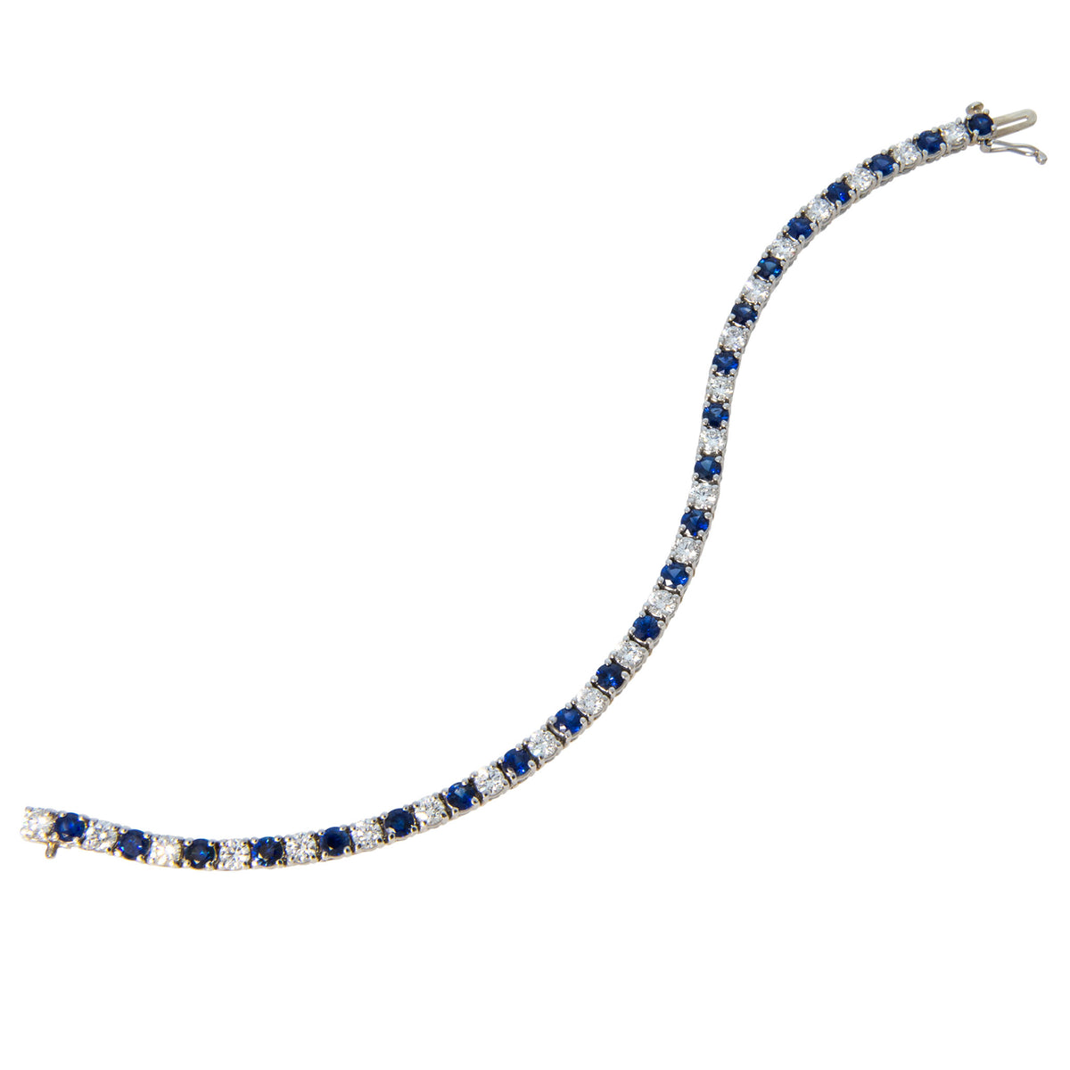 4ctw Sapphire & 3.5ctw Diamond Platinum Tennis Bracelet