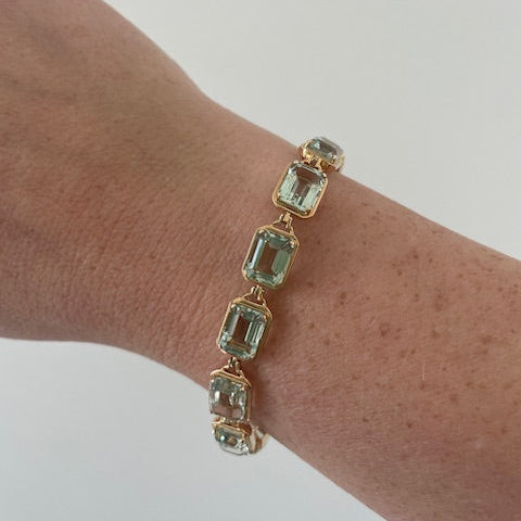 Goshwara Emerald-Cut Prasiolite 18K Yellow Gold Bracelet