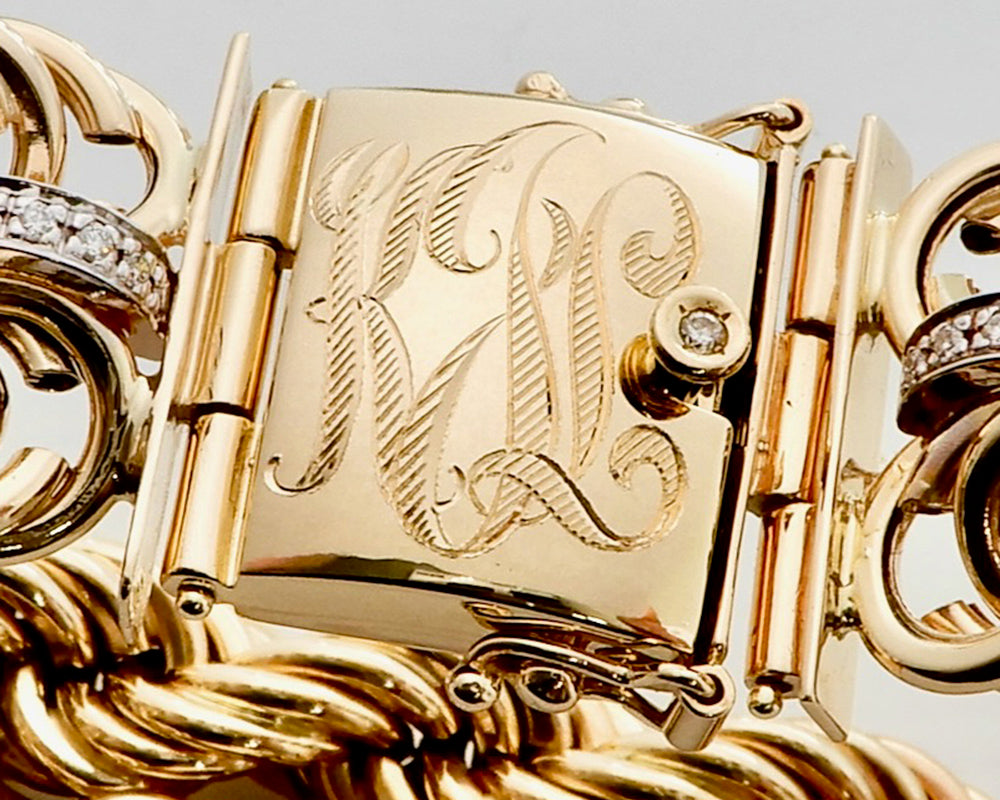 hand engraving style 243 on club bracelet