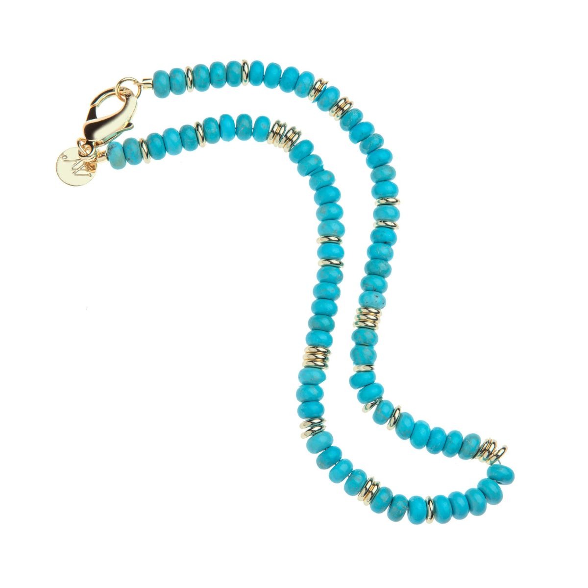 Jane Win Turquoise Gumdrop Beaded Necklace 16