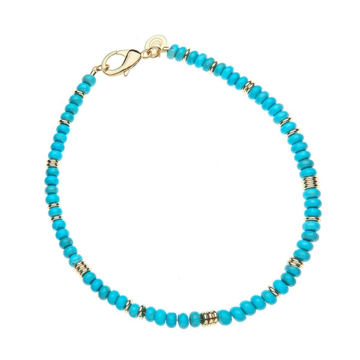 Jane Win Turquoise Gumdrop Beaded Necklace 16"