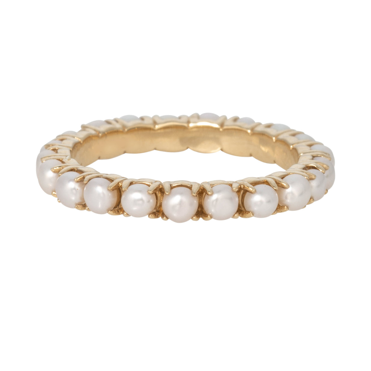 Freshwater Seed Pearl 14K Yellow Gold Eternity Ring