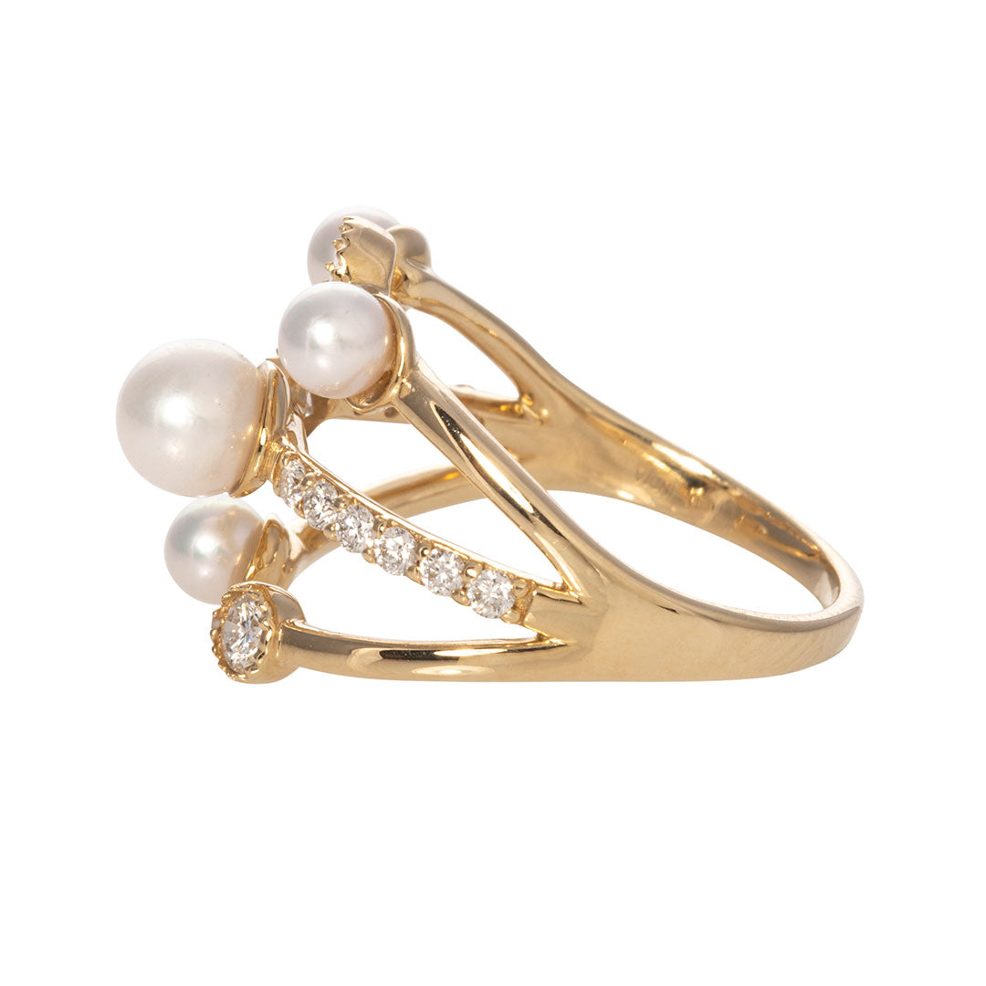 Akoya Pearl & Diamond 14K Gold Ring