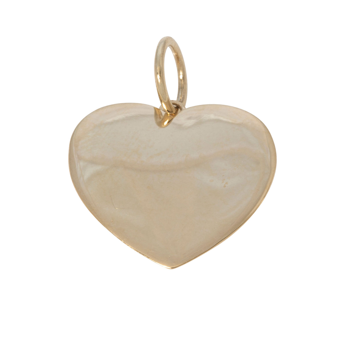 Plain back side of Blue Sapphire & Diamond 14K Yellow Gold Heart Pendant