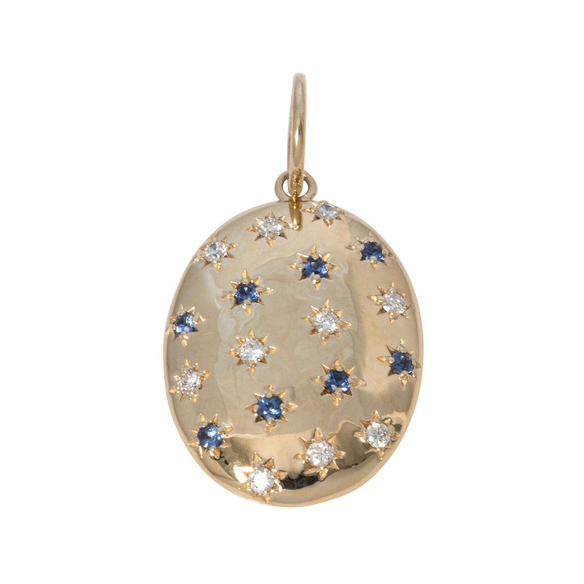 Blue Sapphire & Diamond 14K Yellow Gold Oval Pendant
