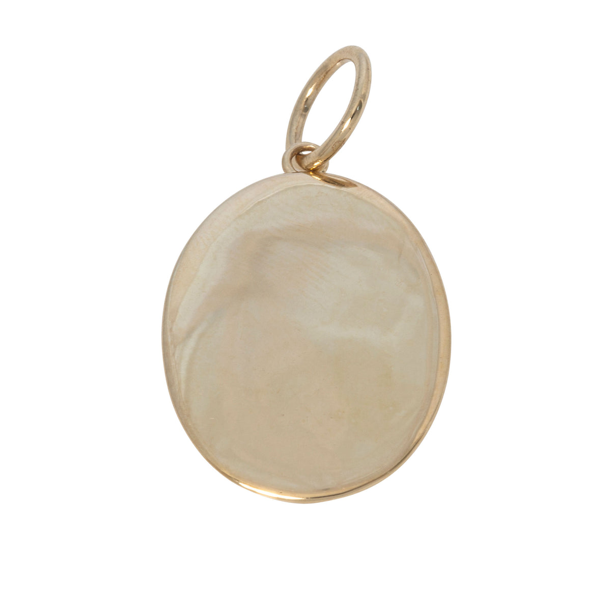 Plain back side of the Blue Sapphire & Diamond 14K Yellow Gold Oval Pendant