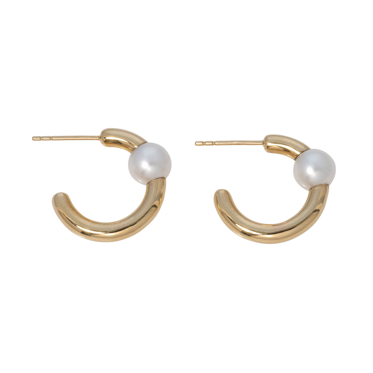 6.5-7mm Freshwater Pearl 14K Yellow Gold Hoop Earrings