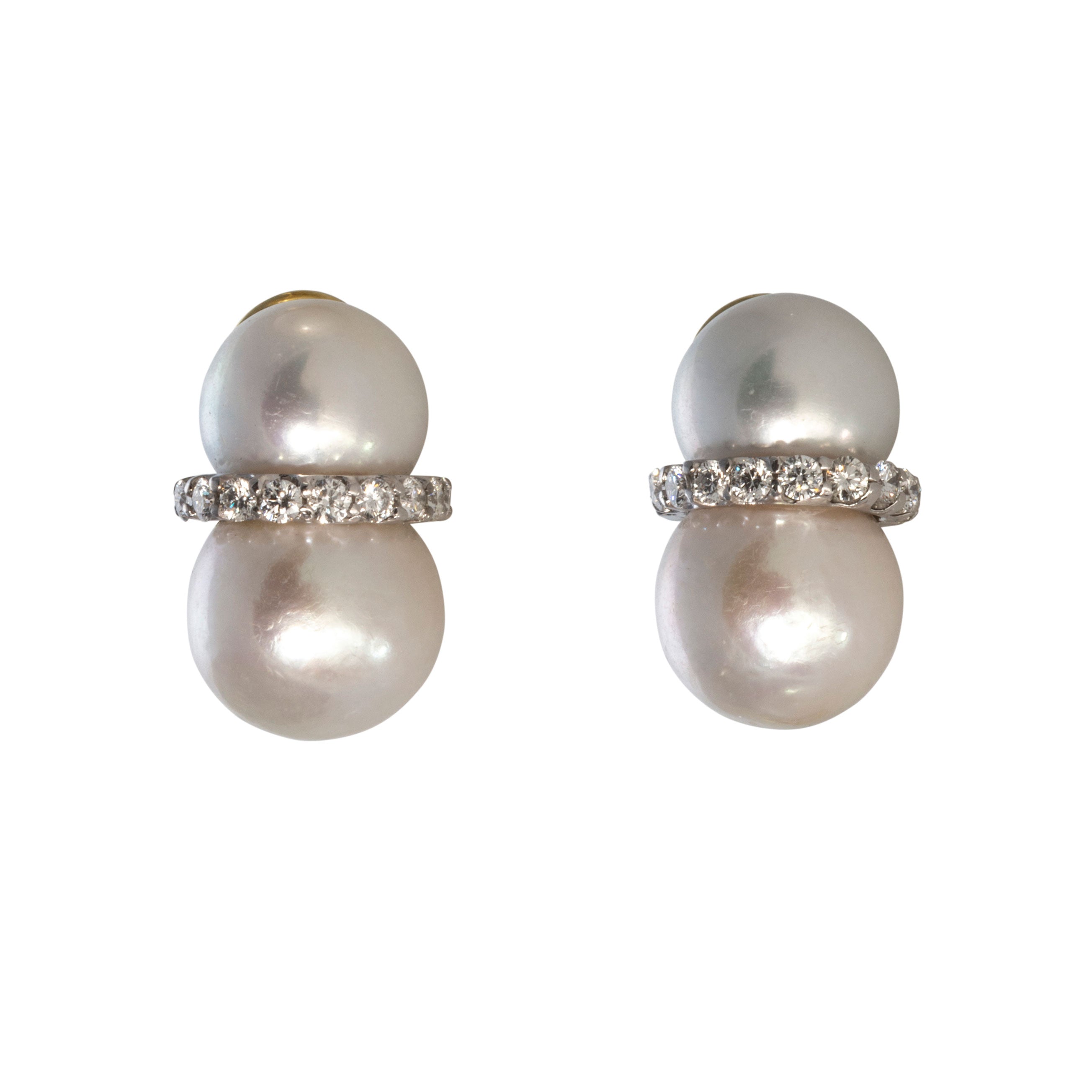 Mazza Peanut Pearl & Diamond 14K Gold Earrings