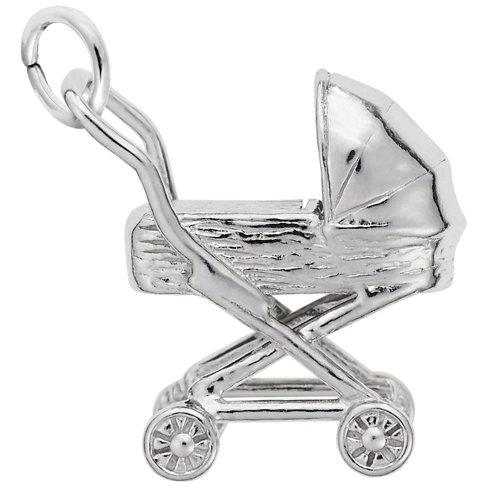 Sterling Silver Traditional Baby Carriage Charm