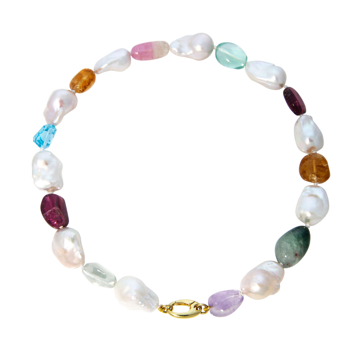 Mazza Freshwater Baroque Pearl & Multi-Stone 14K Gold Necklace 18"