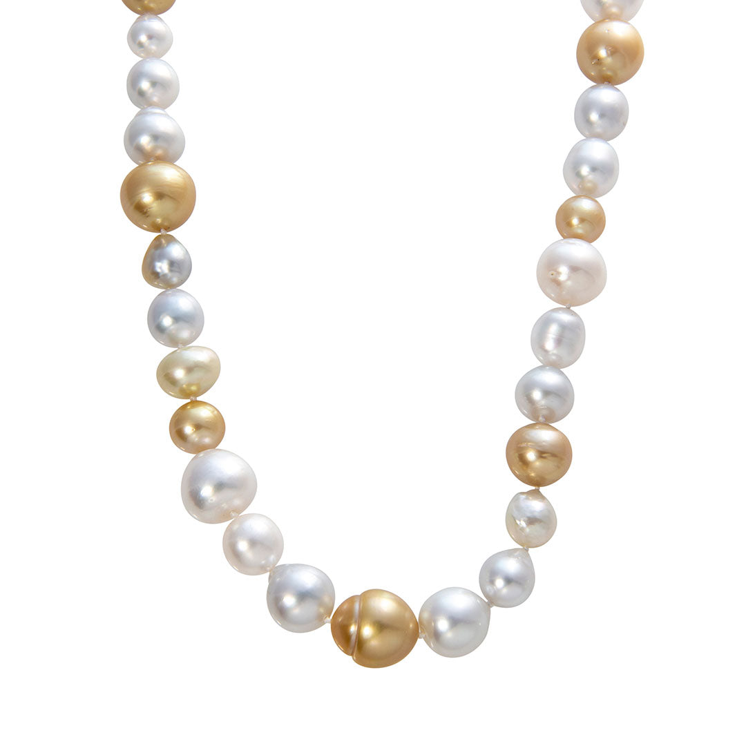 Golden & White South Sea Pearl 14K Gold Toggle Clasp Necklace