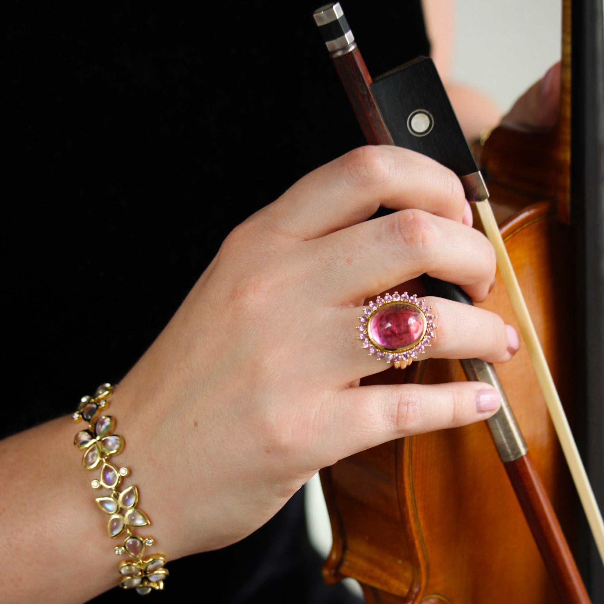 Temple St. Clair Pink Tourmaline & Pink Sapphire 18K Yellow Gold Ring