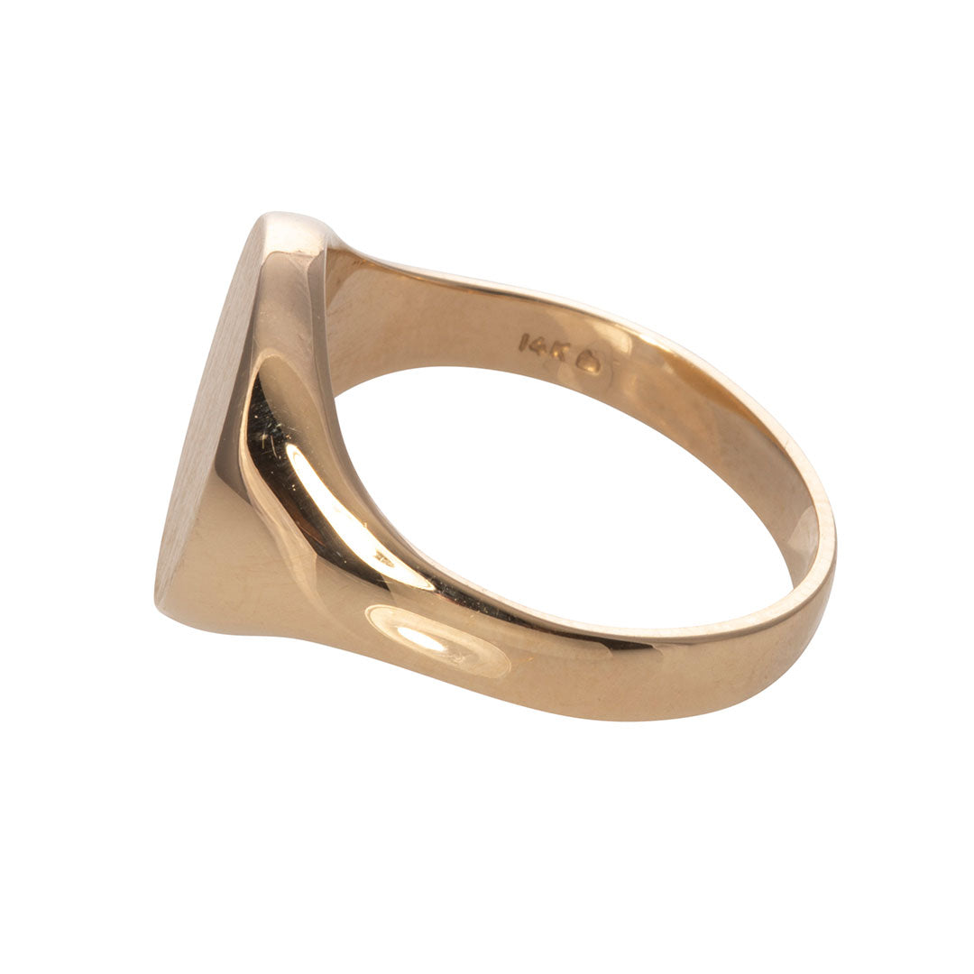 14K Yellow Gold 12x10mm Oval Signet Ring