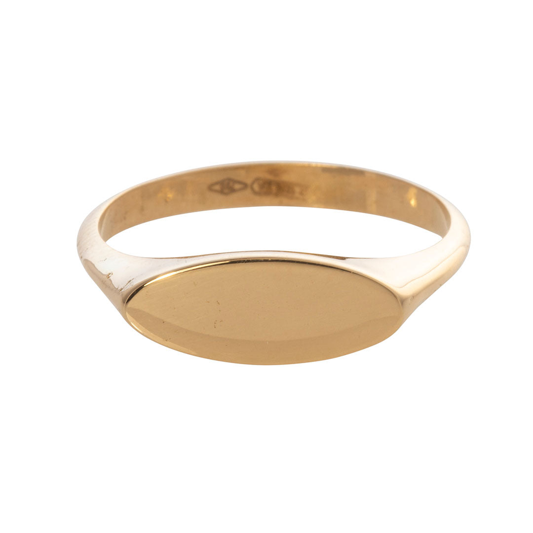 18K Yellow Gold Elongated Oval Signet Ring