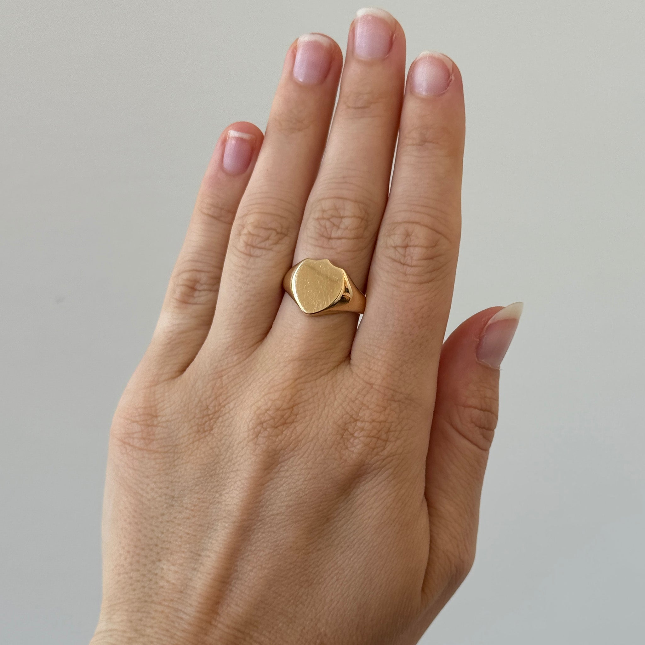 Vintage English 18K Yellow Gold Shield Signet Ring
