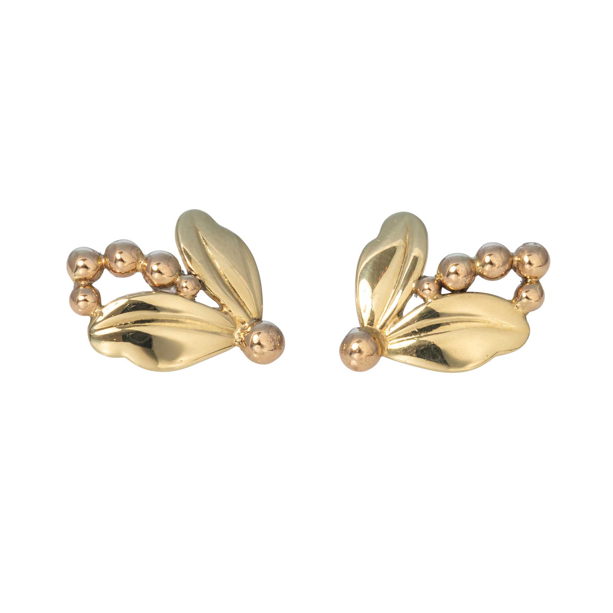 Vintage Tiffany & Co 14K Gold Beaded Leaf Earrings