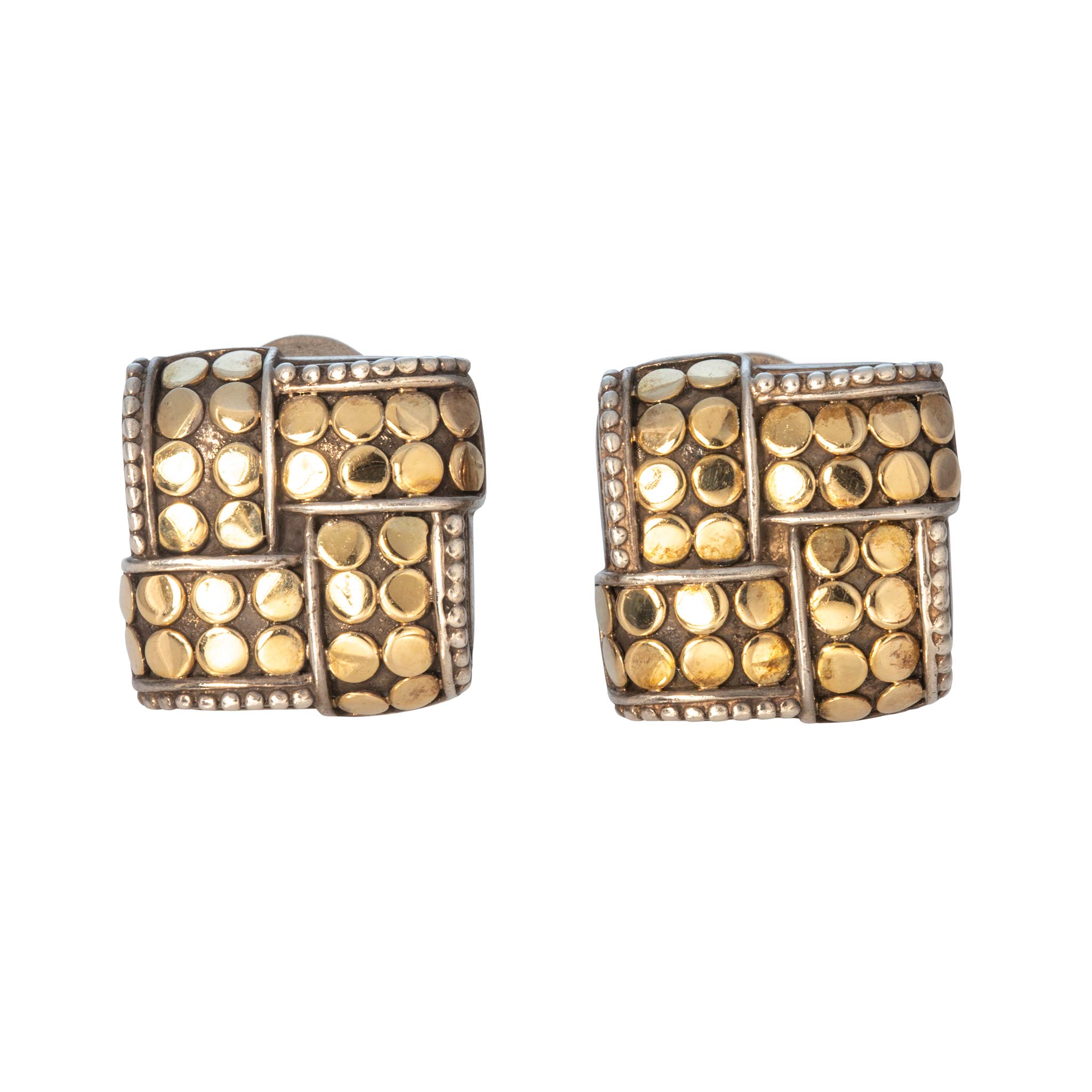 Estate John Hardy Dot Square Two-Tone Earrings