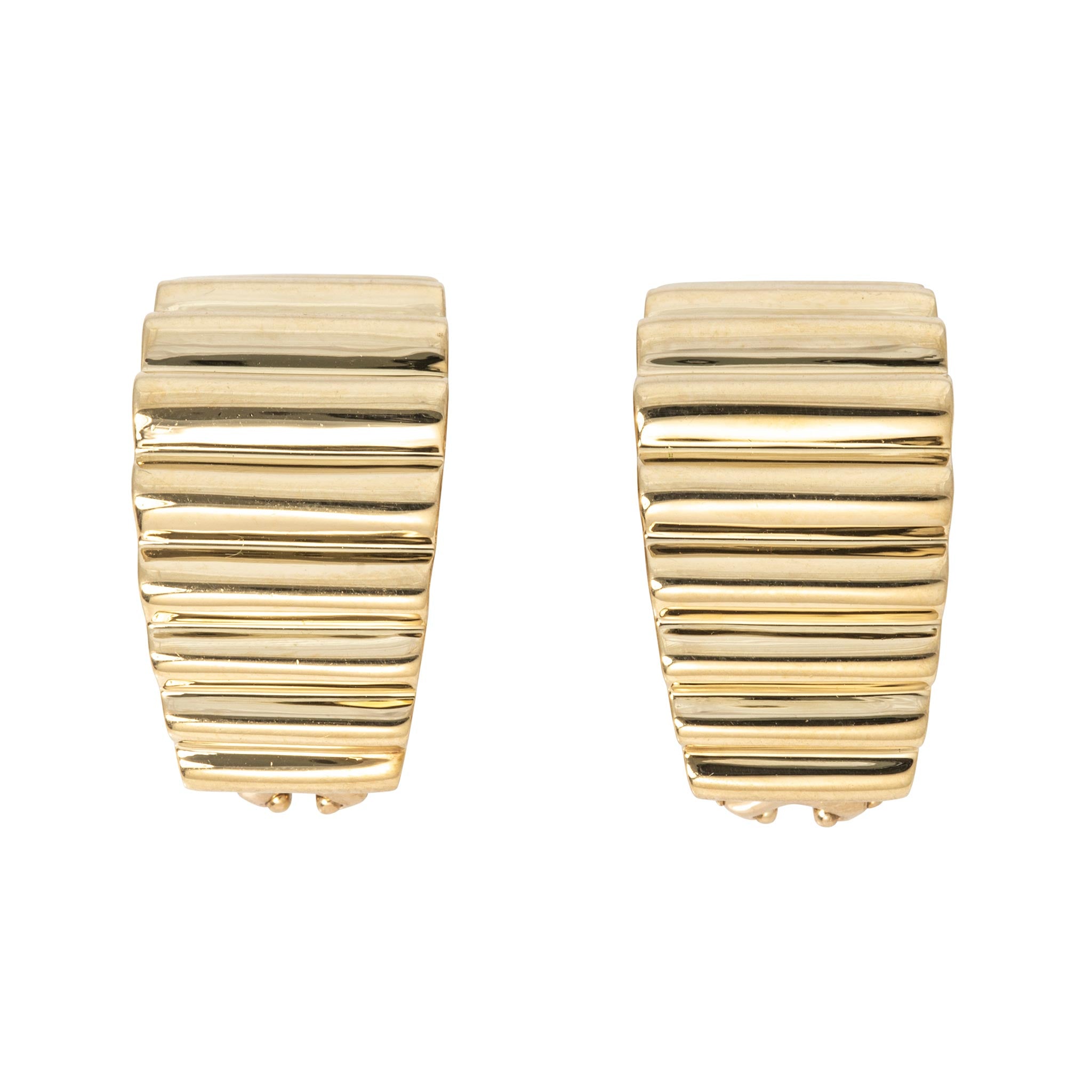 Estate Tiffany & Co 18K Yellow Gold Ridged Clip On Earrings