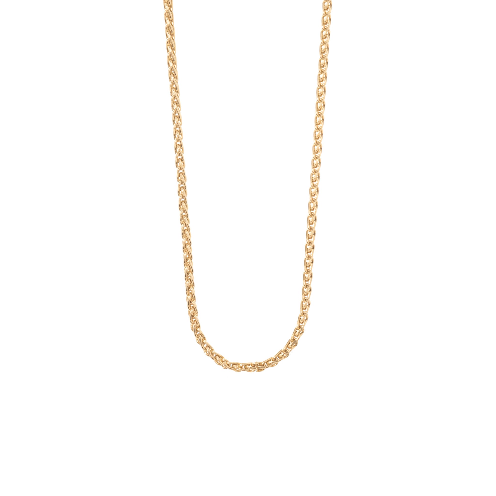 14K Yellow Gold 1mm Parisian Wheat Chain Necklace 16"