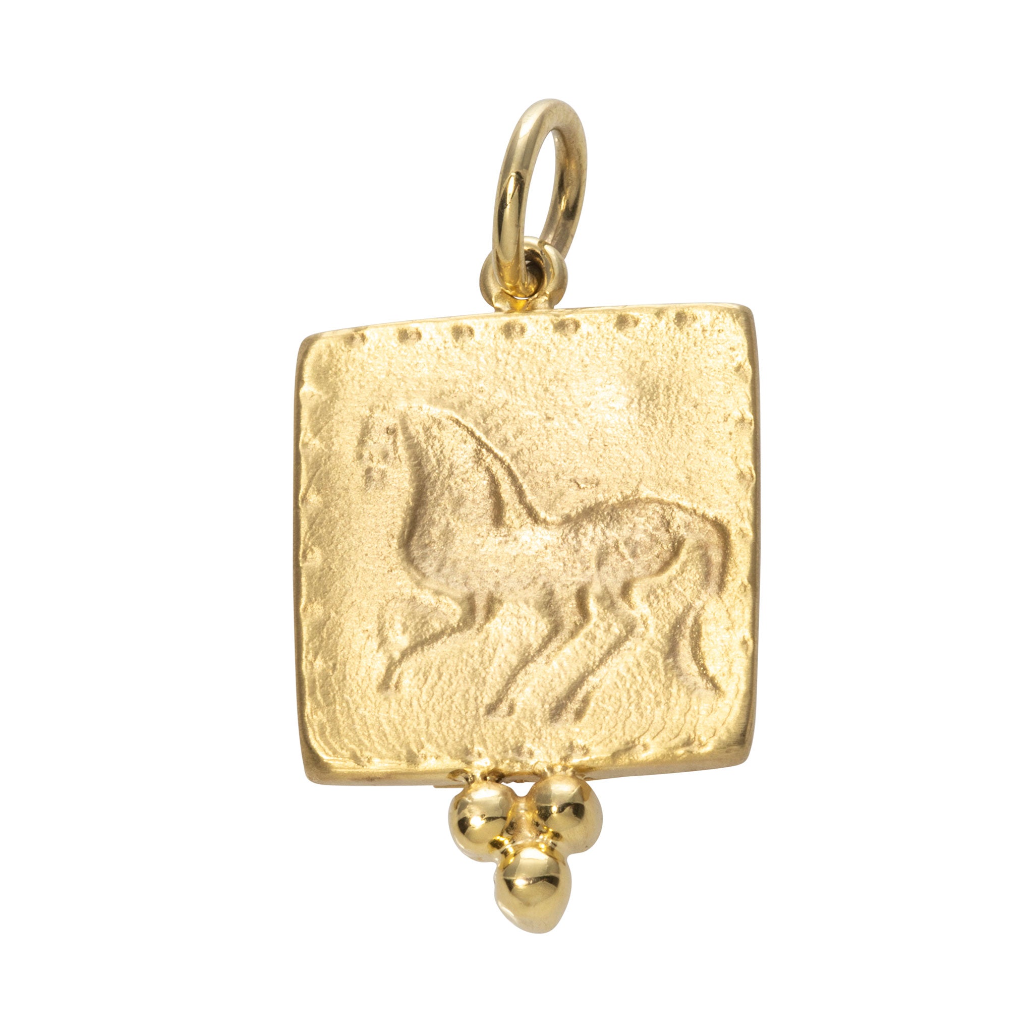 Mazza Horse Intaglio 14K Yellow Gold Pendant