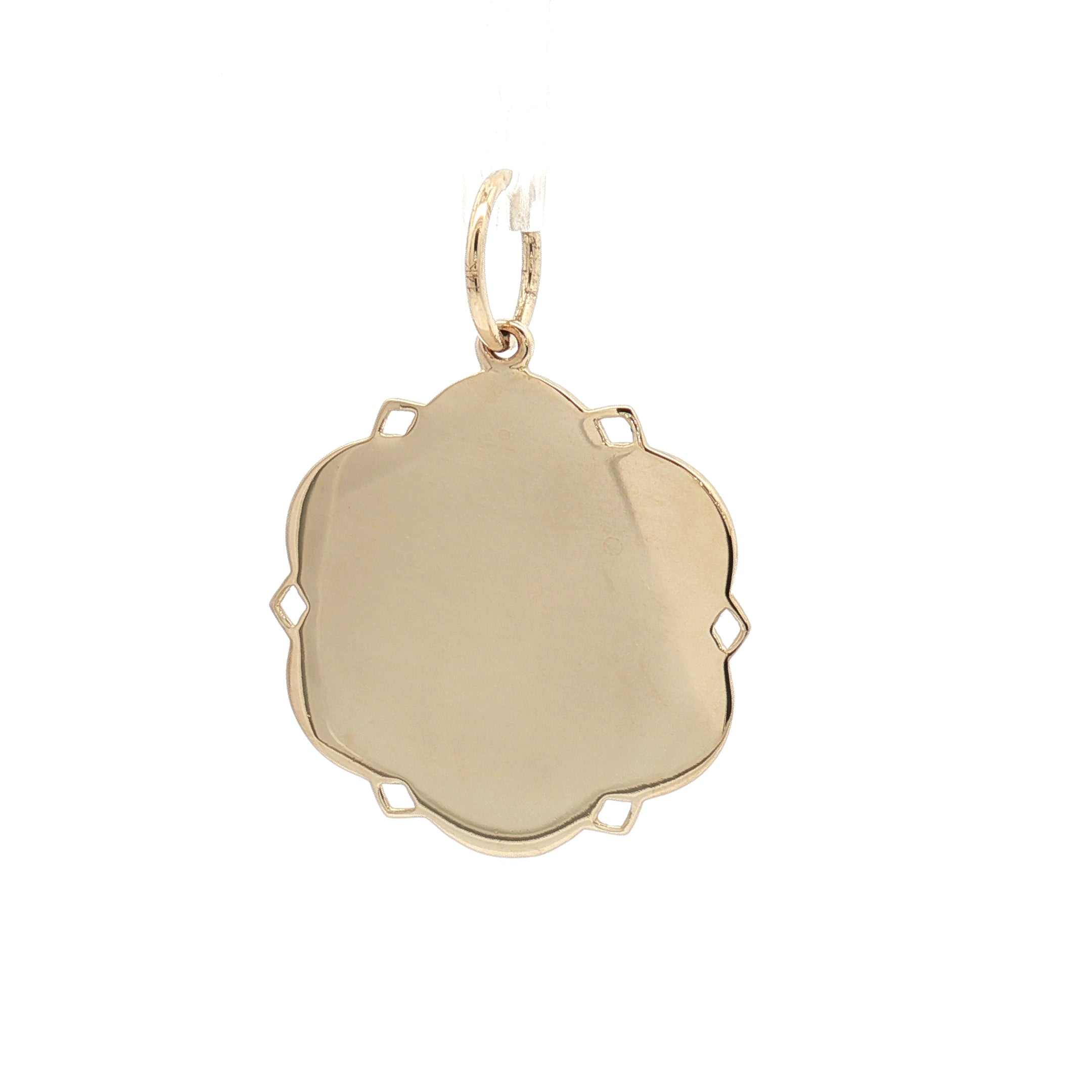 14K Yellow Gold Scalloped Edge Pendant