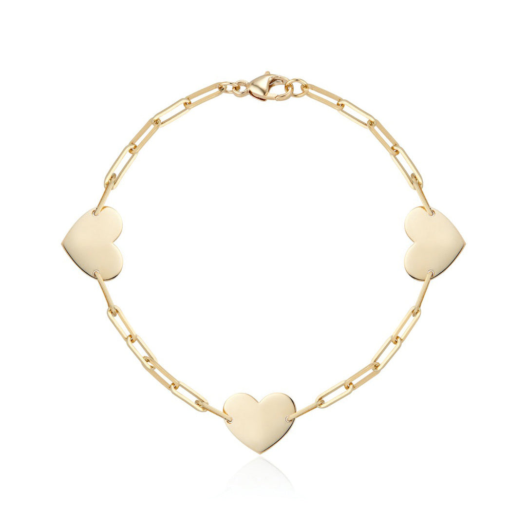 Aurelia Demark 18K Gold Delicate Three Hearts Bracelet
