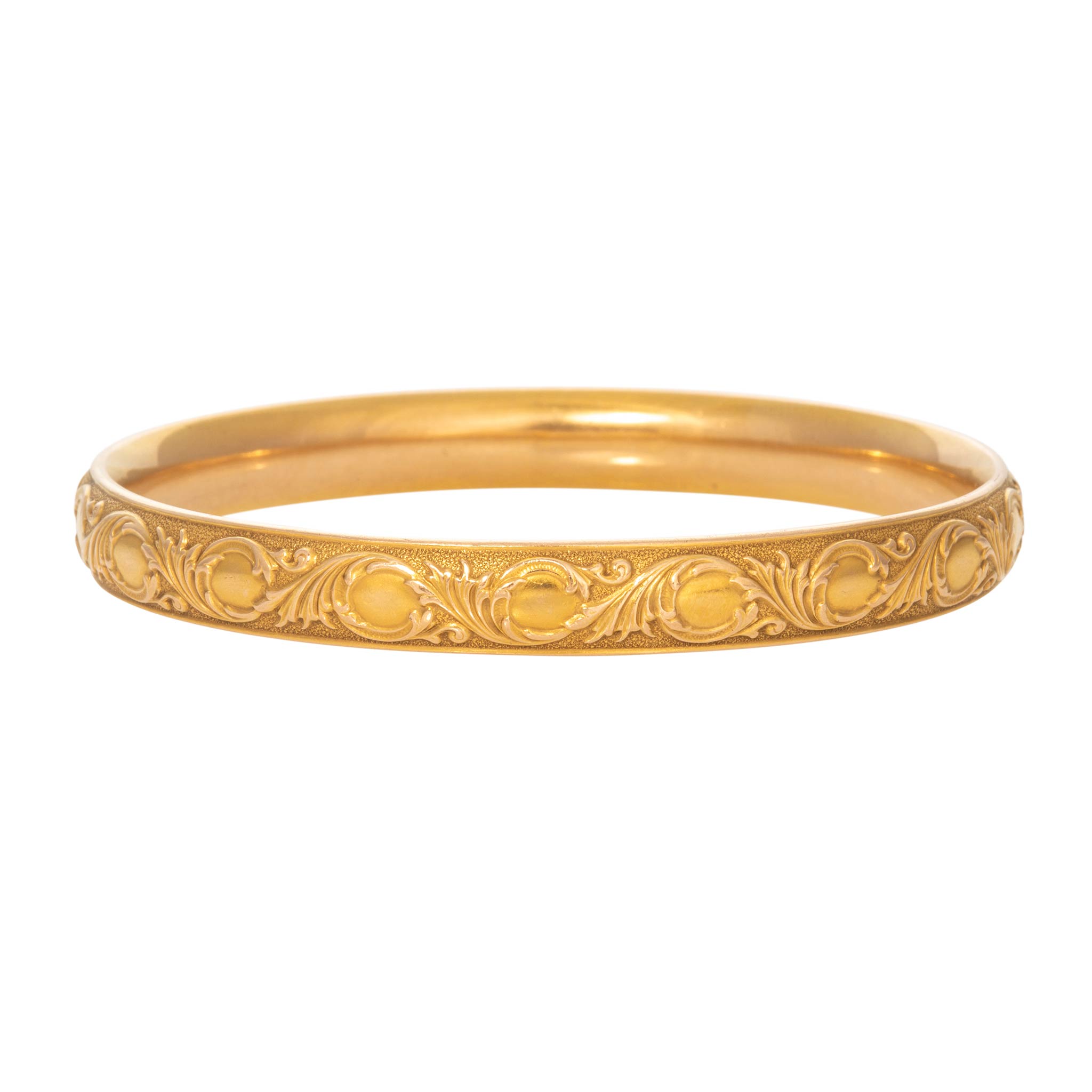 Vintage Scroll Signet 14K Gold Slip-On Bangle
