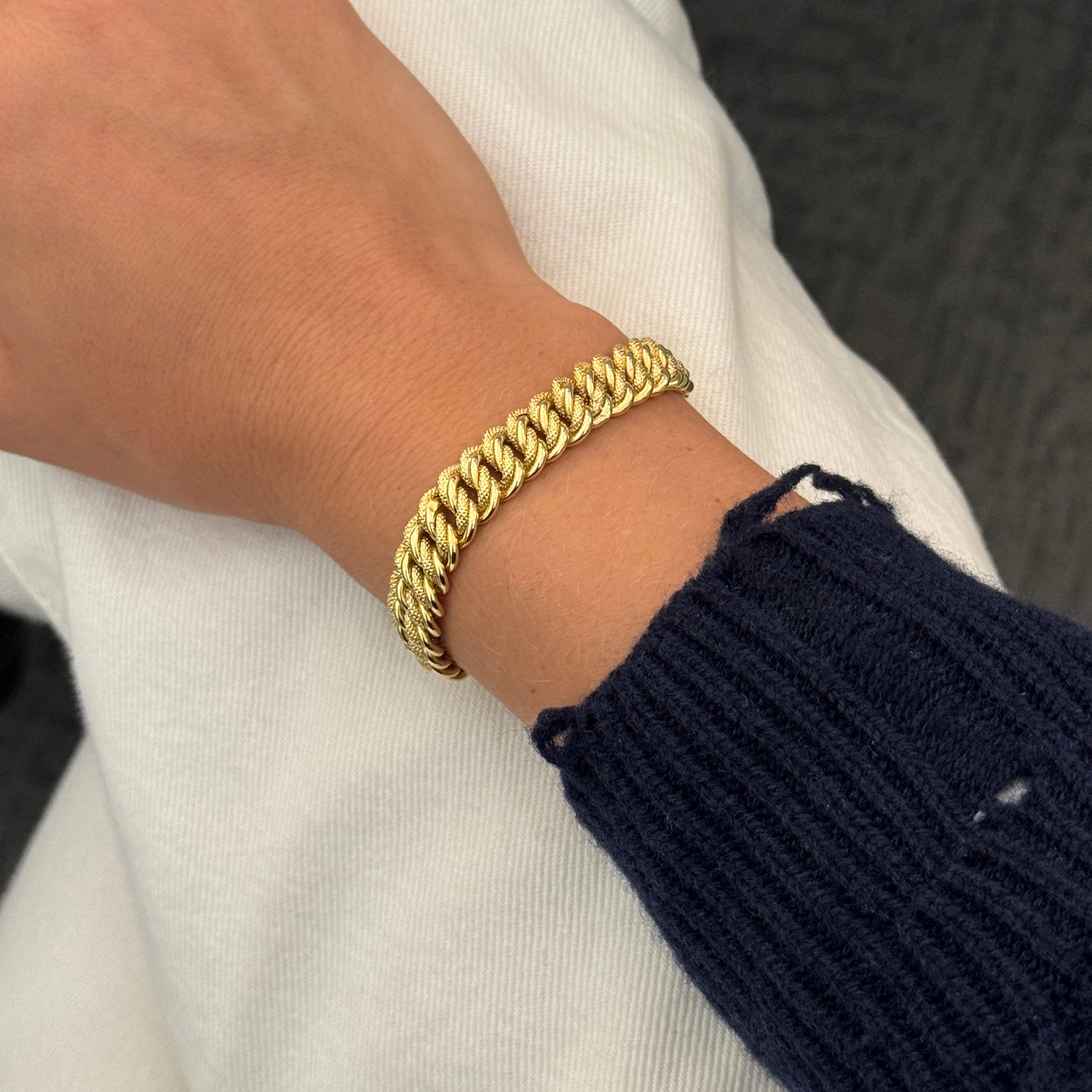 Vintage 18K Yellow Gold Double Curb Link Bracelet