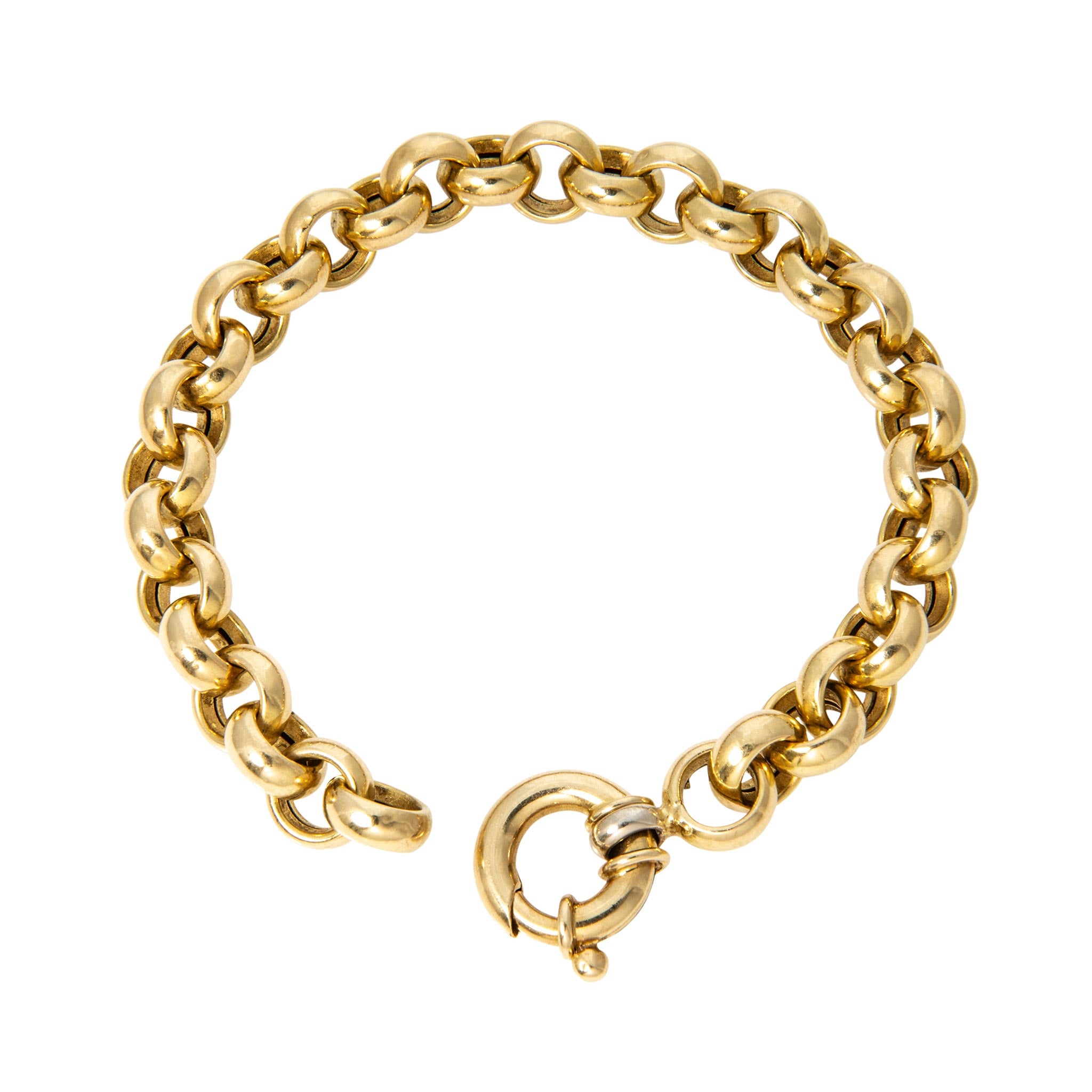 Estate 18K Yellow Gold Large Rolo Link Bracelet 8"