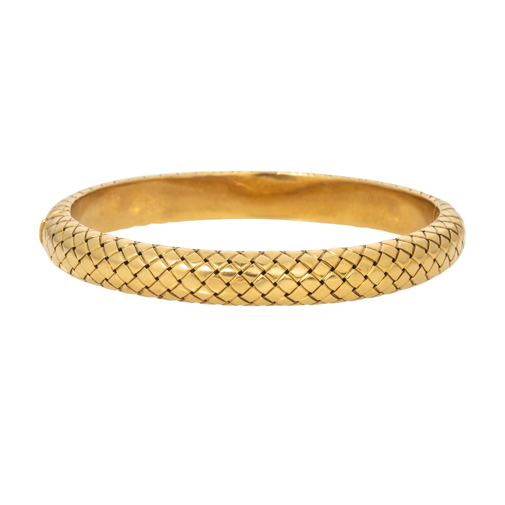 Vintage 18K Yellow Gold Basket Weave Bangle