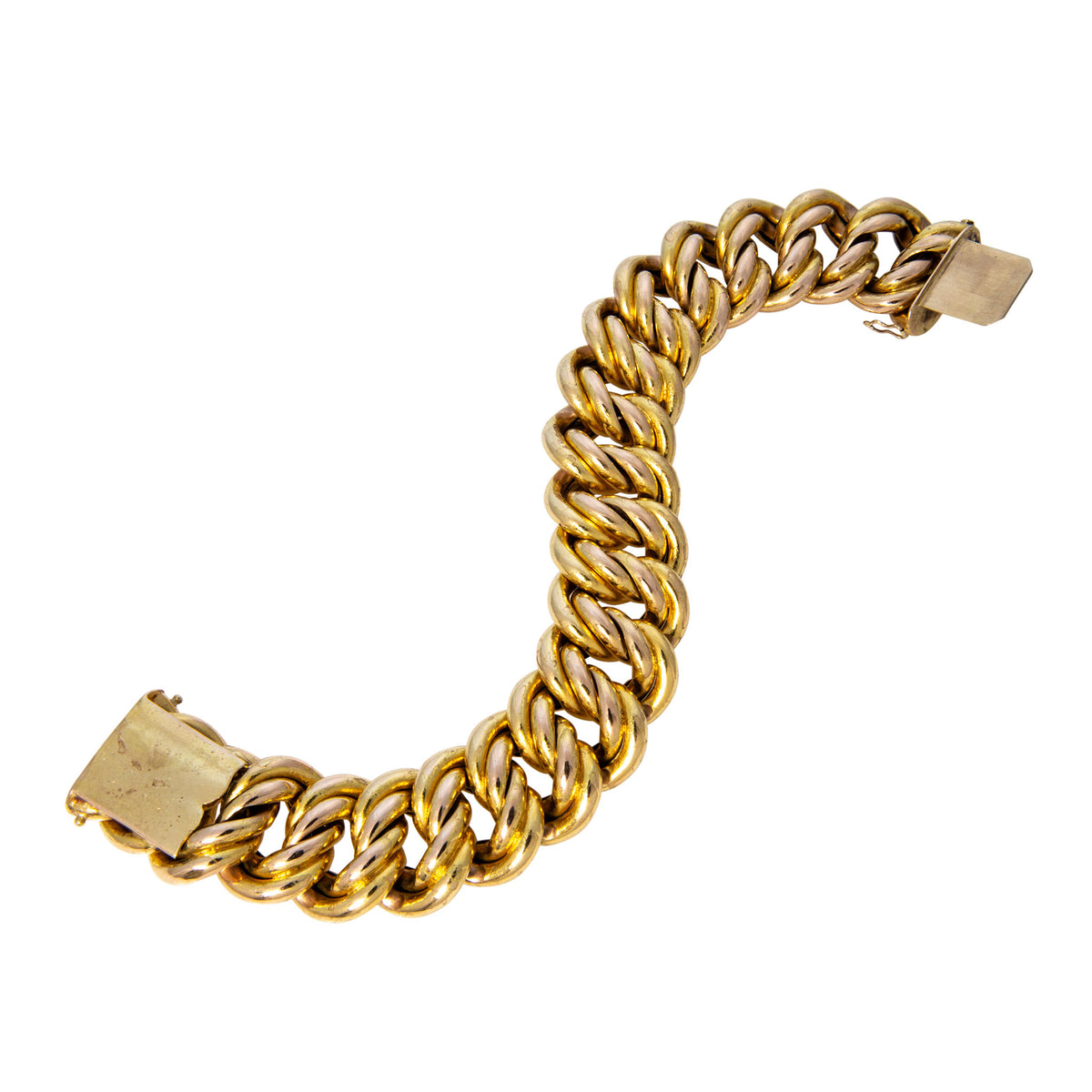 Vintage Engraved 14K Gold Double Curb Link Bracelet 8.5" back side