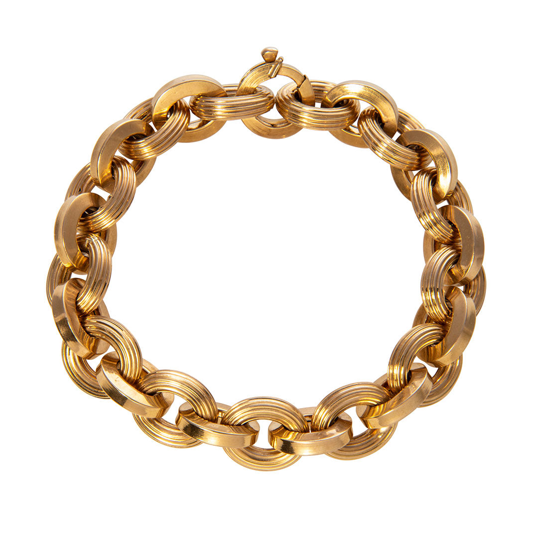 Estate 18K Gold Alternating Oval Link Bracelet