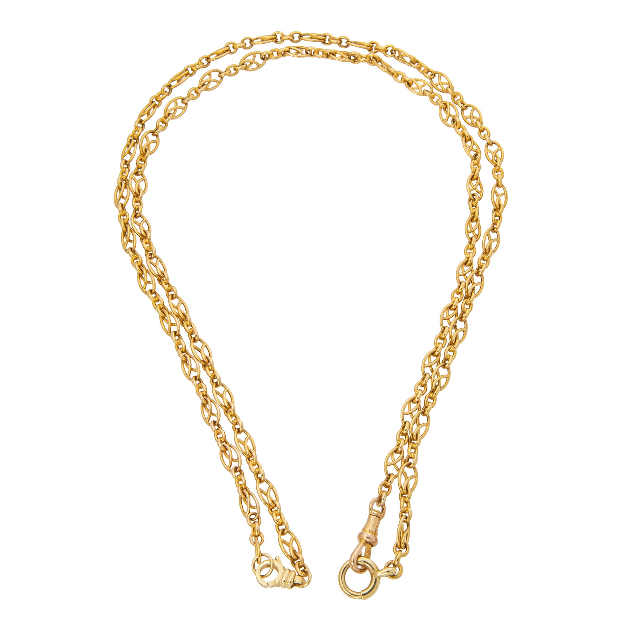 Victorian Style French 18K Gold Fancy Link Chain Necklace 29"