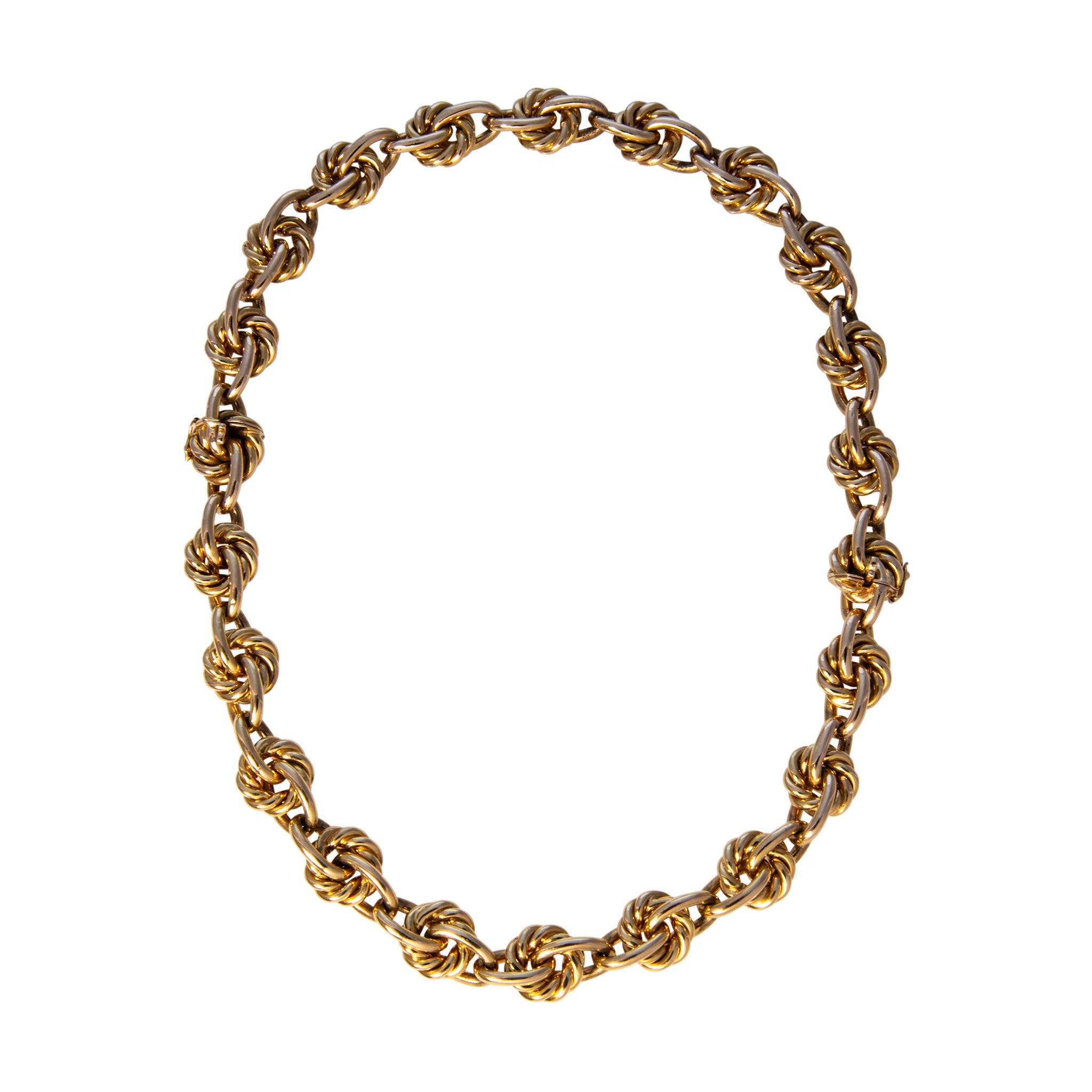 Vintage 18K Yellow Gold Knot Link Necklace/Bracelet