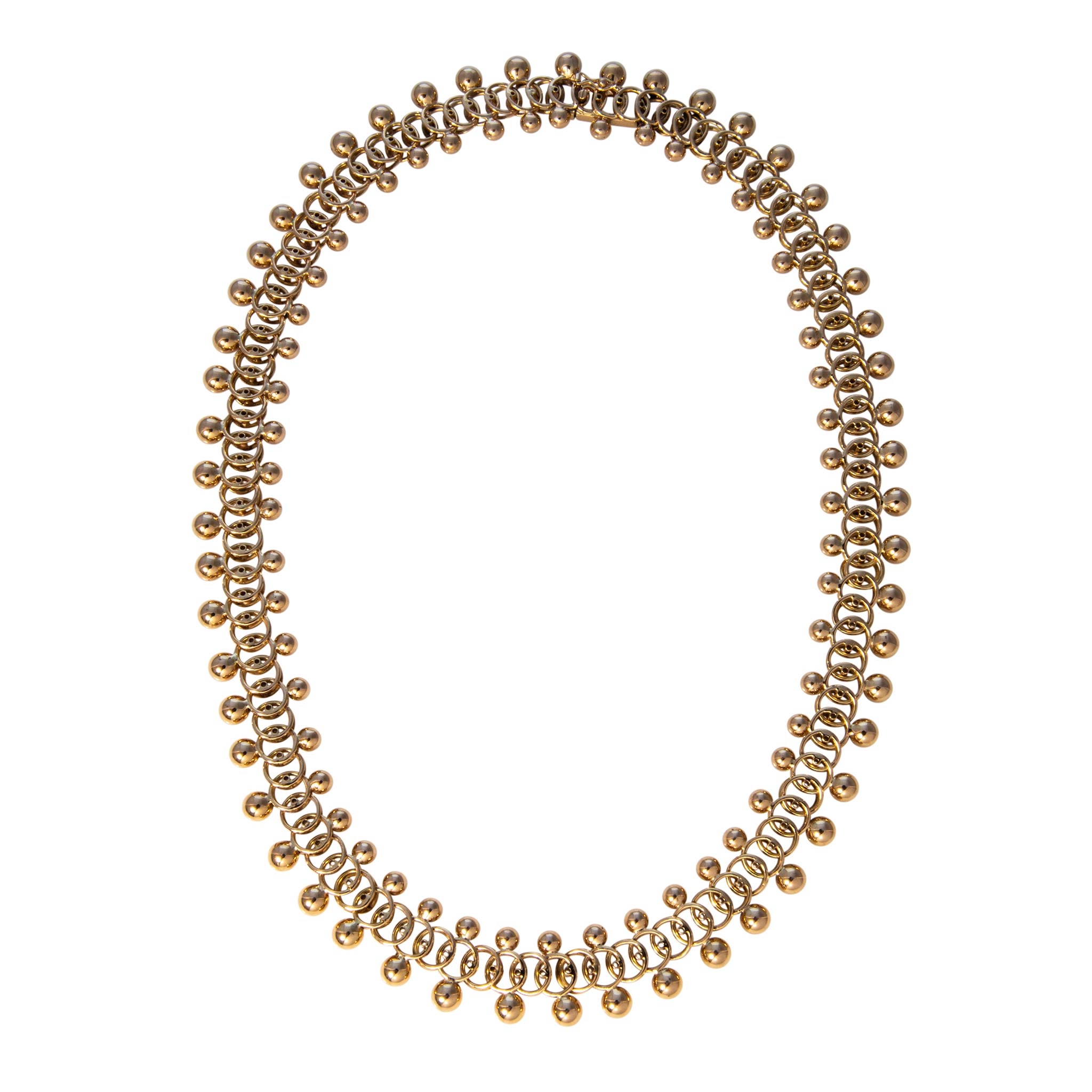 Vintage 18K Gold Bead & Interlocking Circle Necklace 17.5"